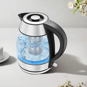 Chefman 1.8L Cordless Glass Electric Kettle, 1500W, Auto Shut-Off, Tea Infuser